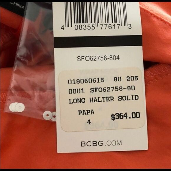 BCBGMaxAzria ORANGE SILK SEQUIN HALTER MAXI DRESS - Picture 9 of 9